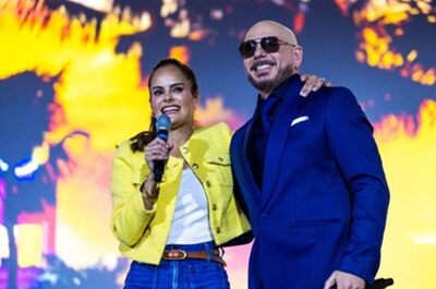 Photo of Melissa Medina and Armando Christian Perez “Pitbull” (Credit: Clutch Content Partners)