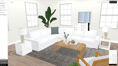 Add the Edgewater Peyton White Medium Two-Arm Sectional to a custom or template floorplan using the CITY Furniture 3D Room Planner. Add a coffee table, chairs, rugs, and lighting -- then tailor the wall color and flooring.