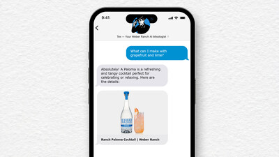 Personified by an icon of a friendly Texan tipping his cowboy hat, Tex (“Your Weber Ranch AI Mixologist”) leverages cutting-edge OpenAI technology to connect users instantly with a Weber Ranch virtual bartender trained on the knowledge of industry pros.